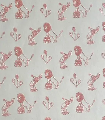 MCM! Pink Circus Clown & Lion Flocked Dollhouse Wallpaper Clauss Vtg NOS Paper • $16.95