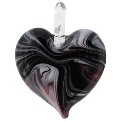 GlassOfVenice Murano Glass Venetian Marble Heart Pendant - Dark Purple • $34.95