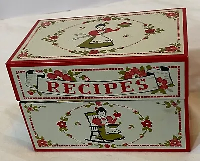 Vintage Stylecraft Recipe Box Tin Metal Lady In Rocker W/ Divders Recipe • $18.49