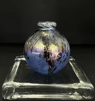 Vintage I.W.Rice And Co. Blue/purple Carnival Glass Perfume Scent Bottle EUC • $44.99