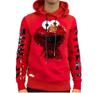 X DEKRYPTIC Elmo Sweatshirt Sequin Hoodie Long Sleeve Sesame Street 2XL Red • $63.20
