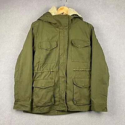 Uniqlo Jacket Womens Small Military Green Safari Sherpa Lined 4 Pocket Full Zip • $29.95