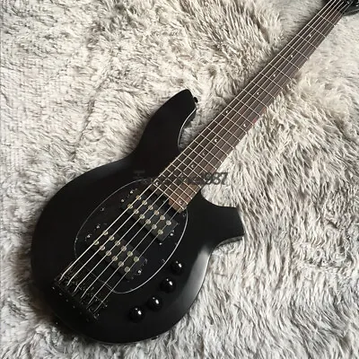 Custom Shop 6 Strings Matte Black Electric Bass Guitar Black Hardware Free Ship • $298.39