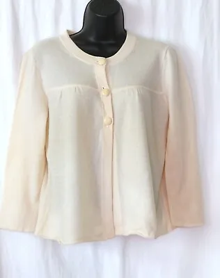 J. CREW Ivory Cashmere Lily Crdgn Swtr Waist Length 38 In Chest 21 In Long M EXC • $34.99