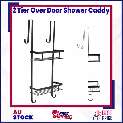 Over Door Shower Caddy 2 Tier Bathroom Storage Rack Holder Organizer Shelf Bath • $18.31