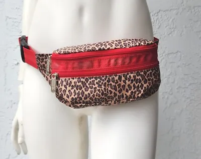Vintage Le Sportsac Double Zip Belt Bag Leopard/Red Fanny Pack • $29.95