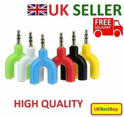 3.5mm Audio Splitter Jack Earphone Headphone Aux Stereo Adapter For Phone Tablet • £2.89