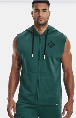 Under Armour Project Rock Terry Sleeveless Full Zip Hoodie 1377434 722 Sz L • $40
