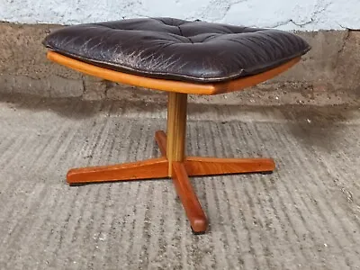 Stool Leather Vintage 60er Footrest Retro Ottomane Danish Pouf Söda Galvano Lied • $301.29