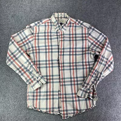 J.Crew Plaid Flannel Button Down Shirt Mens Large Slim Fit Tricolor Roll Tab • $9.88