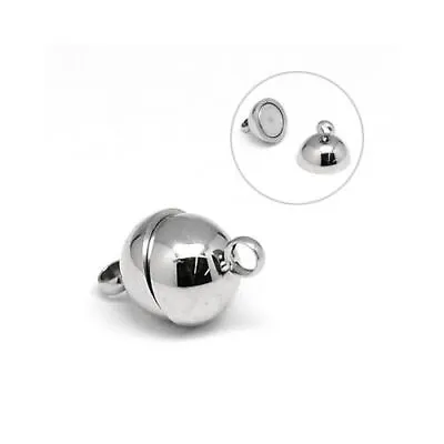 £3.19 • Buy Stainless Steel Magnetic Clasp Silver Round 8x12mm