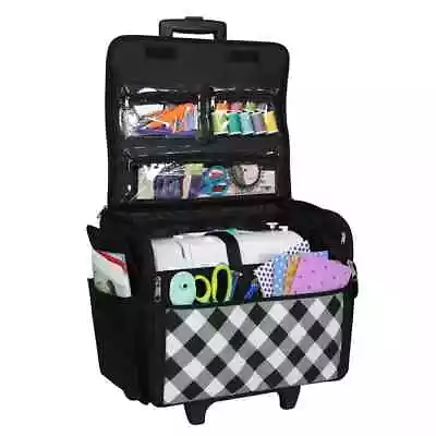 $44.97 • Buy Rolling Sewing Machine Tote Bag Craft Case Wheels Handle Brother Singer Carrier