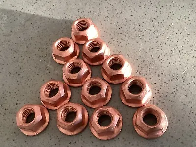 Copper Flashed M8 Self Locking Flanged Manifold Stud Lock Nuts • £6.81