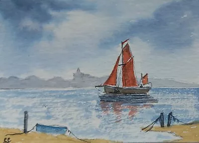 ACEO Original Watercolour Painting. Sailing Into Maldon. Sailing Barge Coastal.  • £2.95