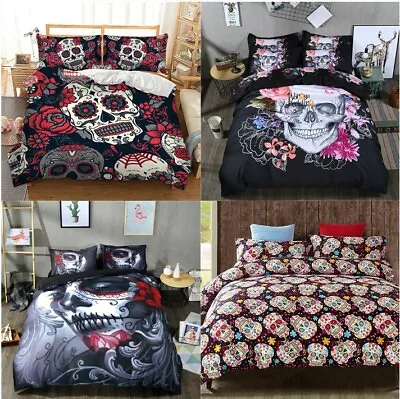 £20.99 • Buy Gothic Skull Duvet Quilt Cover 3D Bedding Set Single Double King Pillow Case New