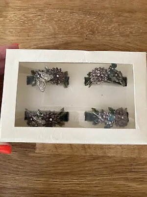 £11.50 • Buy Delightful Monsoon Home Napkin Rings Boxed Enamelled Dragon Fly Butterfly