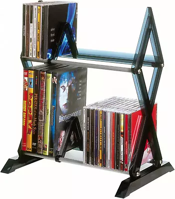 Atlantic Mitsu 2-Tier Media Rack - 52 Cds Or 36 Dvd/Bluray/Games In Clear Smoke  • $19.22