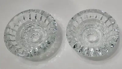 2-Vintage KIG Malaysia Clear Crystal Pressed Glass Tapered Candle Stick Holder • $10.95