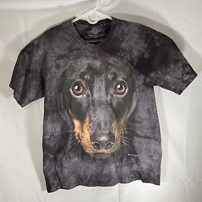 The Mountain Shirt Mens Size XL Gray Tie Dye Black Dog Dachshund Short Sleeve • $17.97