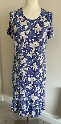 Ladies Eastex Mauve Floral Short Sleeve Dress - Size 12 • £8