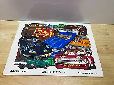 Vintage Doodle Art Coloring Poster Street Is Neat Cars 11x15 1982 Camaro Mustang • $24.99