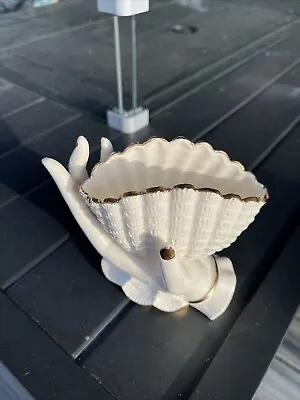 Vintage Vase Ucagco  Hand Holding Clam Shell Japan Ceramic/Porcelain • $14.77