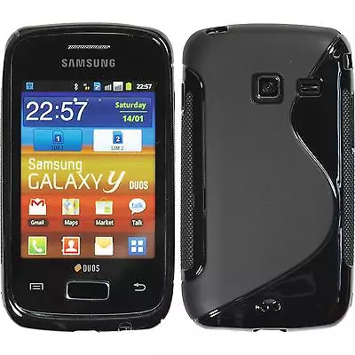 Silicone Case For Samsung Galaxy Y Duos S-Style Black + Protective Foils • $8.09