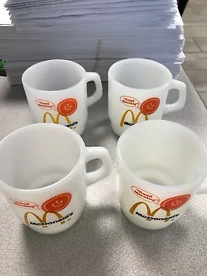 Lot Of 4 McDonald's Milk Glass Coffee Mugs • $40