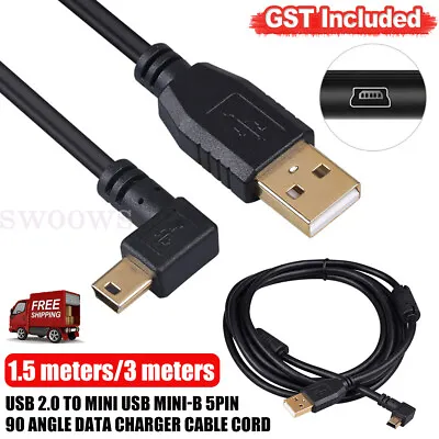 USB 2.0 To Mini USB Mini-B 5Pin 90 Angle Data Charger Cable Cord 1.5M 3M Long AU • $5.13