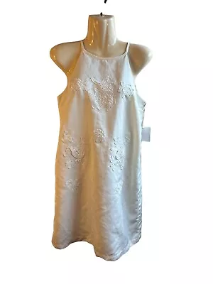 Women's Victoria Beckham Floral Embroidered Sundress Size XL Ivory Lined BNWT • $6.99