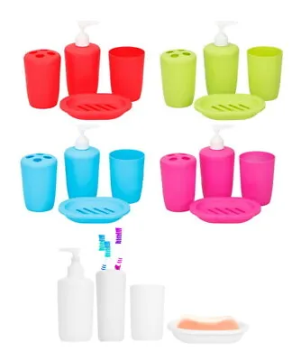 £6.99 • Buy 4 Piece Bathroom Accessory Soap Dish Dispenser Toothbrush Holder Tumbler Set