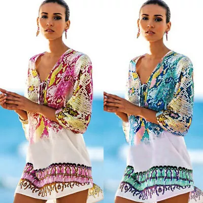 Women's Beach Bikini Cover Up Dress Swimwear Sarong Kaftan Dresses Beachwear • $19.85