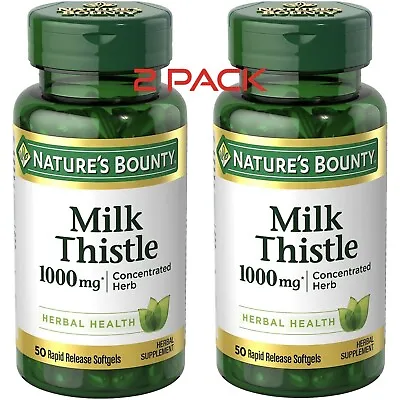 2 Pack Milk Thistle (Silymarin) 1000 Mg 100 Softgels (2x50) Liver Health Non-GMO • $21.90