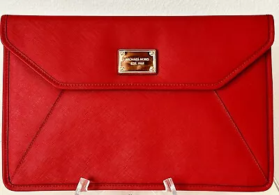 Michael Kors Red Padded Sleeve For Macbook Air Size: 13x9 W/ Gold Interior 🔥 • $35