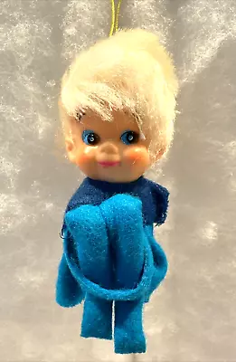Vintage Knee Hugger Pixie Elf Ornament 1960s Blonde Hair Blue Eyes Made In Japan • $29.99