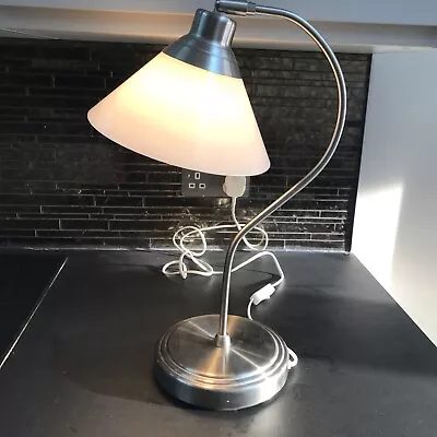 Vintage IKEA KROBY Nickel-Plated Adjustable Table  Lamp With  White Glass Shade • £22