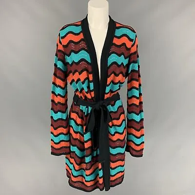 $327 • Buy M MISSONI Size 6 Multi-Color Knitted Stripe Wool Blend Coat