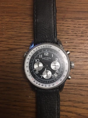 £24 • Buy Rotary Chronospeed Mens Watch, Black Leather Strap,