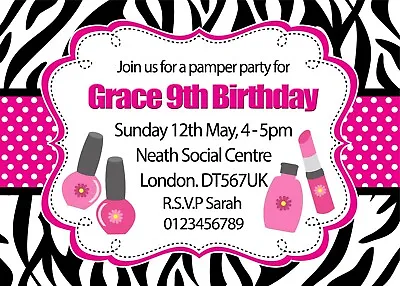 £3.99 • Buy Personalised Pamper Spa Invitations Birthday Party Invites + Envelopes X12 (C)