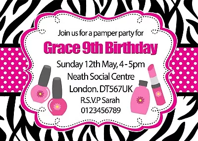 Personalised Pamper Spa Invitations Birthday Party Invites + Envelopes X12 (C) • £5.99