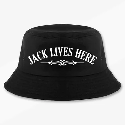 Jack Lives Here Bucket Hat Multi Sizes Whiskey Bourbon Bar Sticker Cotton • $19.90