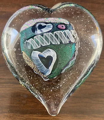 Randy Strong Hand Blown Art Glass Heart Paperweight Signed R. Strong Dated • $85