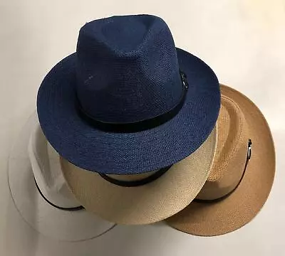 Women Men Brown Fedora Trilby Gangster Cap Summer Beach Sun Straw Panama Hat Bow • $19.98