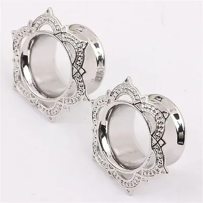 1 Pair Flower Stainless Steel Ear Plugs Screw Fit Gauges Flesh Tunnels Earrings • $3.63