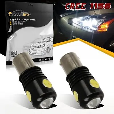 2pcs 1156 7506 P21W White 3 Cree Super Bright LED Backup Reverse Light Bulbs • $11.17