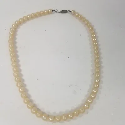 Vintage Japan Single Strand Faux Pearl Round Bead Choker Necklace 17 Inch • $14.99