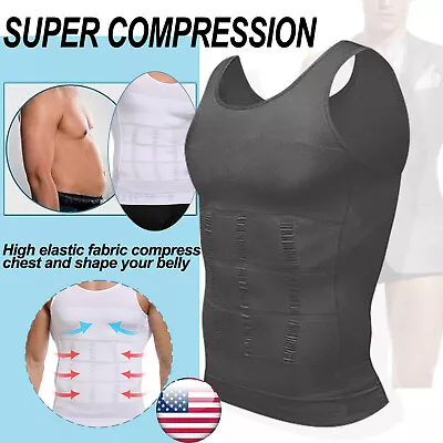 SHAPERIN Gynecomastia Compress Tank Top Mens Slimming Body Shaper Vest Abs Shirt • $13.39