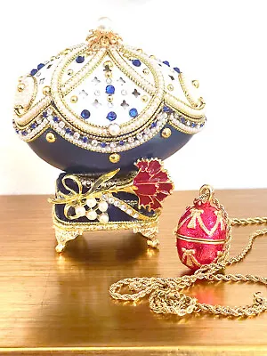 Imperial Faberge Egg MusicBox Silk Interior 24kGold HANDMADE FABERGE EGG Fabergé • $895