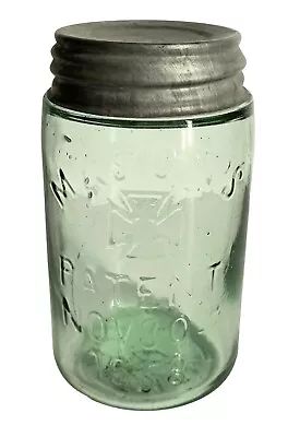Rare Maltese Cross Green Early Mason's Pint Ball Jar Pat. Nov 26 1867 #147 • $87.99