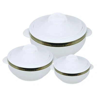 £24.95 • Buy 3pc Hot Pot Set Food Warmer Thermal Insulated Casserole Serving Dish Round White